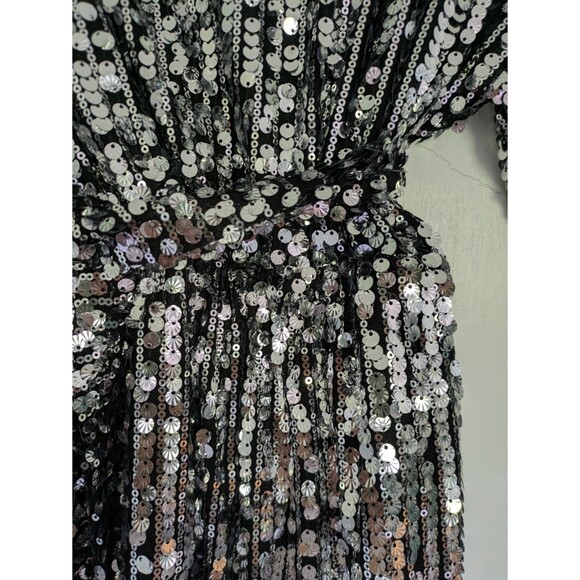 ZARA  SILVER SEQUIN MINI DRESS 2731/328 Size Medium - Picture 4 of 7